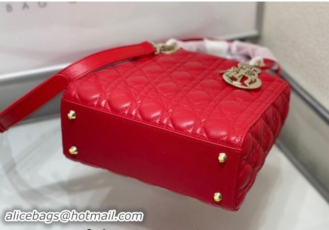 Grade Design Dior Medium Classic Lady Bag in Cannage Lambskin M0565 Red 2024