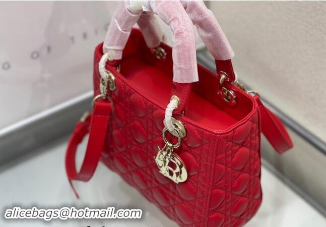 Grade Design Dior Medium Classic Lady Bag in Cannage Lambskin M0565 Red 2024