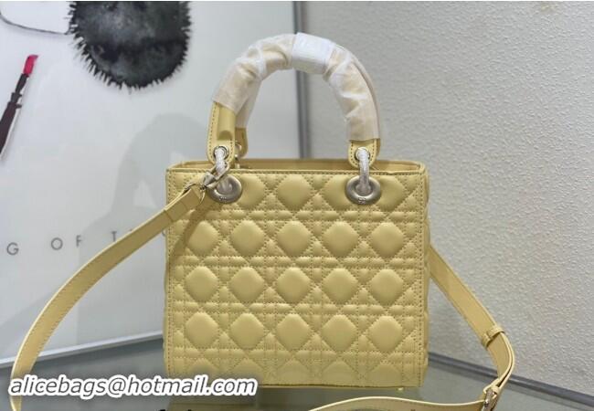 Buy Cheapest Dior Medium Classic Lady Bag in Cannage Lambskin M0565 Yellow 2024