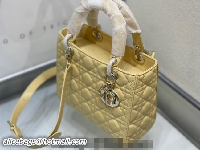 Buy Cheapest Dior Medium Classic Lady Bag in Cannage Lambskin M0565 Yellow 2024