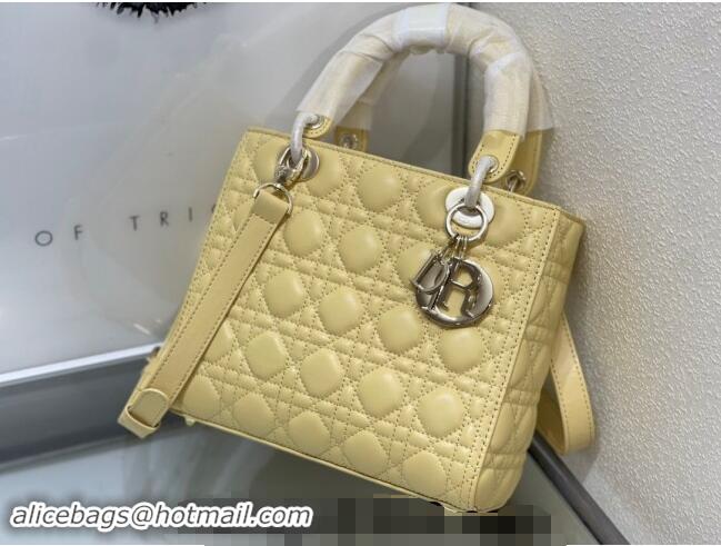 Buy Cheapest Dior Medium Classic Lady Bag in Cannage Lambskin M0565 Yellow 2024