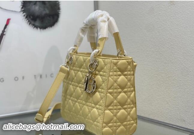 Buy Cheapest Dior Medium Classic Lady Bag in Cannage Lambskin M0565 Yellow 2024