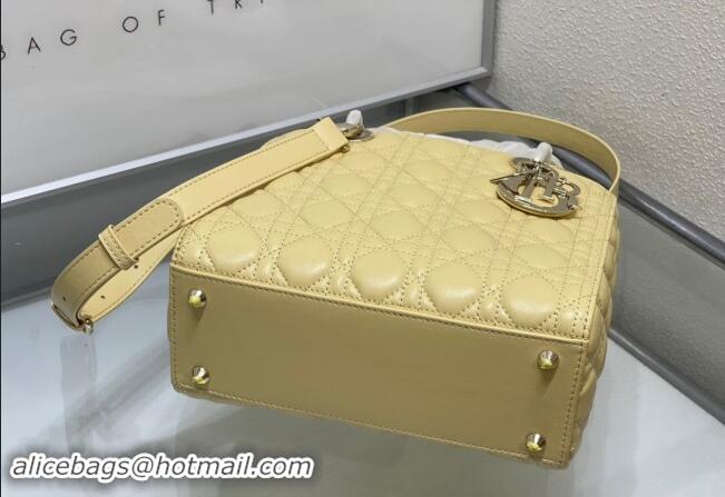 Buy Cheapest Dior Medium Classic Lady Bag in Cannage Lambskin M0565 Yellow 2024