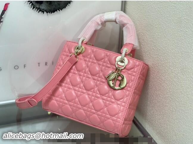 Shop Grade Dior Medium Classic Lady Bag in Cannage Lambskin M0565 Pink 2024