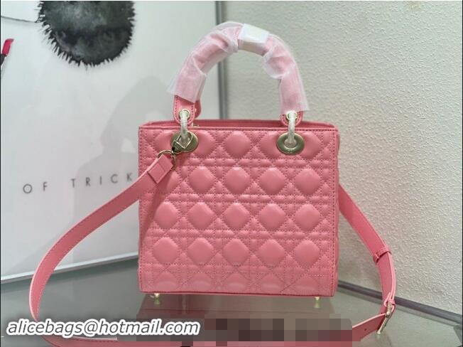 Shop Grade Dior Medium Classic Lady Bag in Cannage Lambskin M0565 Pink 2024