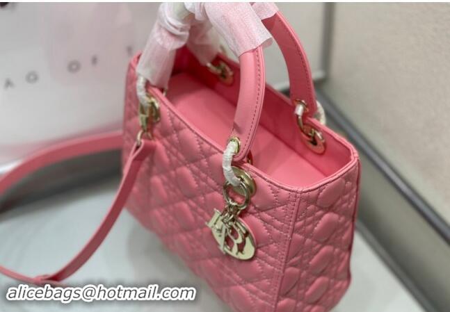 Shop Grade Dior Medium Classic Lady Bag in Cannage Lambskin M0565 Pink 2024