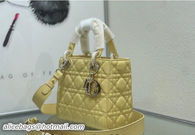 Pretty Style Dior Small Lady My ABCDior Bag in Cannage Lambskin M0538 Yellow 2024