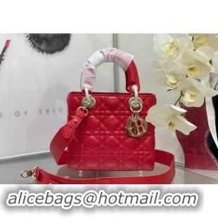 Luxury Cheap Dior Small Lady My ABCDior Bag in Cannage Lambskin M0538 Red 2024