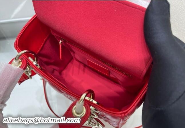 Luxury Cheap Dior Small Lady My ABCDior Bag in Cannage Lambskin M0538 Red 2024