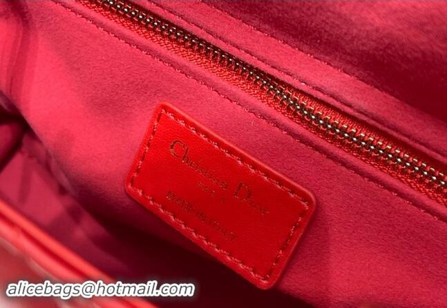 Luxury Cheap Dior Small Lady My ABCDior Bag in Cannage Lambskin M0538 Red 2024