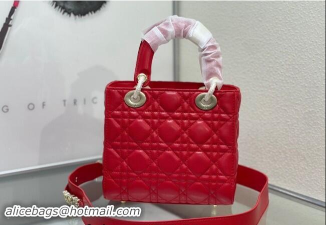 Luxury Cheap Dior Small Lady My ABCDior Bag in Cannage Lambskin M0538 Red 2024