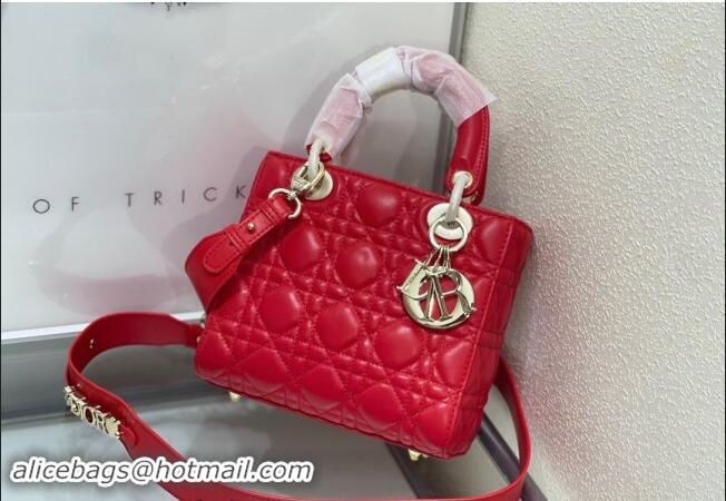 Luxury Cheap Dior Small Lady My ABCDior Bag in Cannage Lambskin M0538 Red 2024