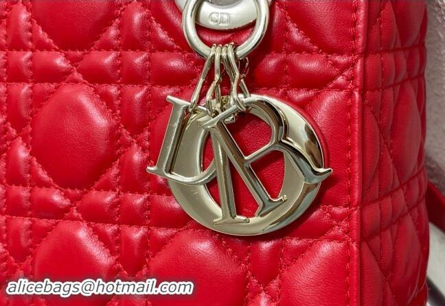 Luxury Cheap Dior Small Lady My ABCDior Bag in Cannage Lambskin M0538 Red 2024