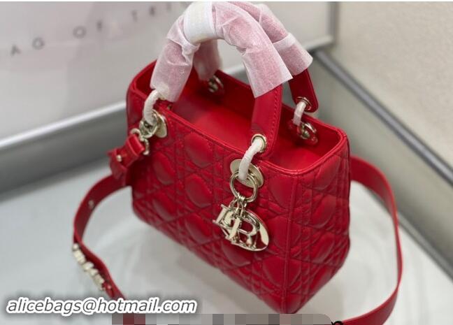 Luxury Cheap Dior Small Lady My ABCDior Bag in Cannage Lambskin M0538 Red 2024