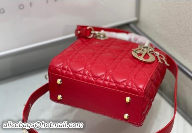 Luxury Cheap Dior Small Lady My ABCDior Bag in Cannage Lambskin M0538 Red 2024