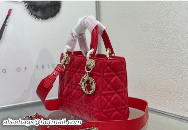 Luxury Cheap Dior Small Lady My ABCDior Bag in Cannage Lambskin M0538 Red 2024