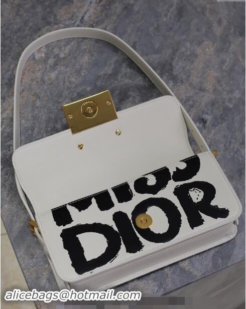 Discount Dior Miss Dior Flap Bag in Miss Dior Graffiti Printed Calfskin DR2610 White/Black 2024