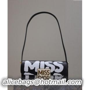 Famous Brand Dior Miss Dior Flap Bag in Miss Dior Graffiti Printed Calfskin DR2610 Black/White 2024