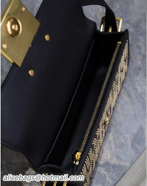 Best Luxury Dior Miss Dior Flap Bag in Black Miss Dior Allover Calfskin with Gold-Finish Studs DR2610 2024