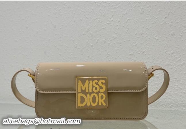 Best Luxury Dior Miss Dior Flap Bag in Patent Calfskin DR2610 Beige 2024