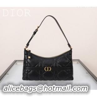 New Fashion Dior 30 Montaigne Mini Hobo Shoulder Bag in Cannage Lambskin DR2381 Black 2024