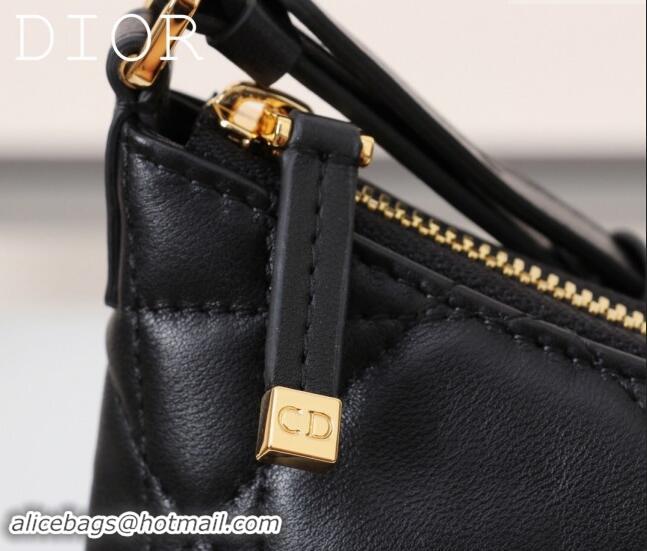 New Fashion Dior 30 Montaigne Mini Hobo Shoulder Bag in Cannage Lambskin DR2381 Black 2024