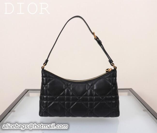 New Fashion Dior 30 Montaigne Mini Hobo Shoulder Bag in Cannage Lambskin DR2381 Black 2024