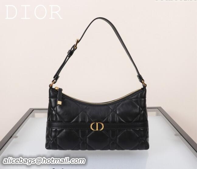 New Fashion Dior 30 Montaigne Mini Hobo Shoulder Bag in Cannage Lambskin DR2381 Black 2024