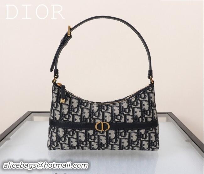 Top Quality Dior 30 Montaigne Mini Hobo Shoulder Bag in Blue Dior Oblique Jacquard DR2381 2024