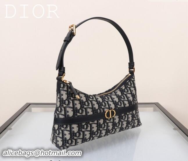 Top Quality Dior 30 Montaigne Mini Hobo Shoulder Bag in Blue Dior Oblique Jacquard DR2381 2024