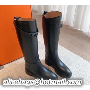 Best Product Hermes Jumping High Platform Boots in Calfskin with Kelly Buckle Black 0907016