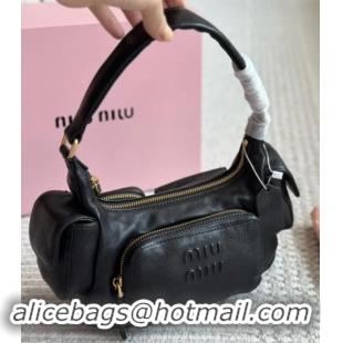 Best Grade Miu Miu Nappa Leather Pocket Bag M7845 Black