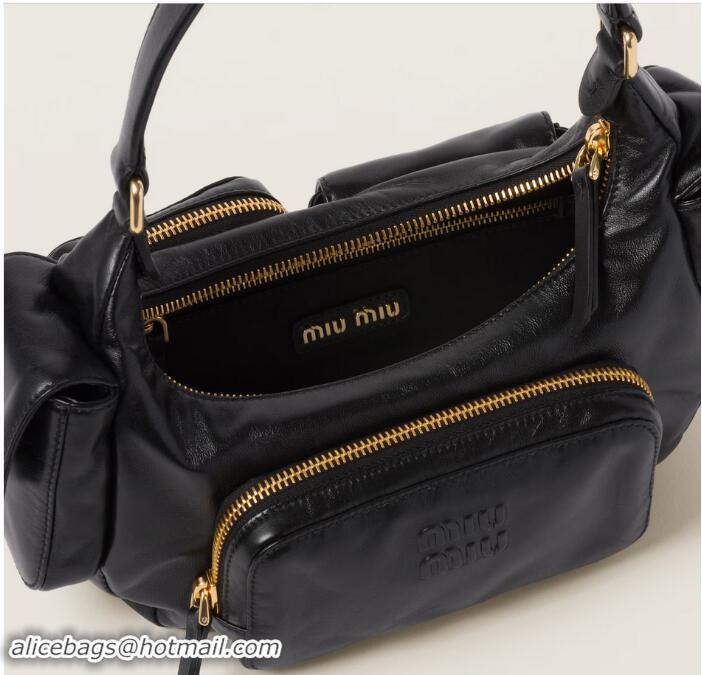 Best Grade Miu Miu Nappa Leather Pocket Bag M7845 Black