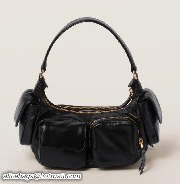 Best Grade Miu Miu Nappa Leather Pocket Bag M7845 Black