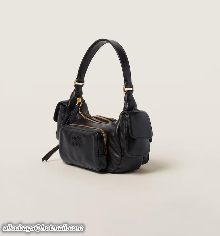 Best Grade Miu Miu Nappa Leather Pocket Bag M7845 Black