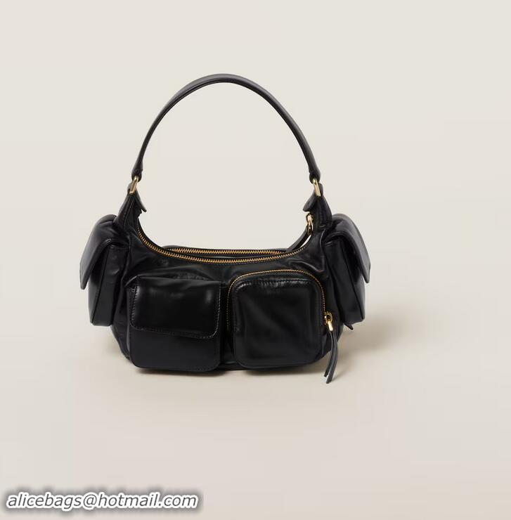 Best Grade Miu Miu Nappa Leather Pocket Bag M7845 Black