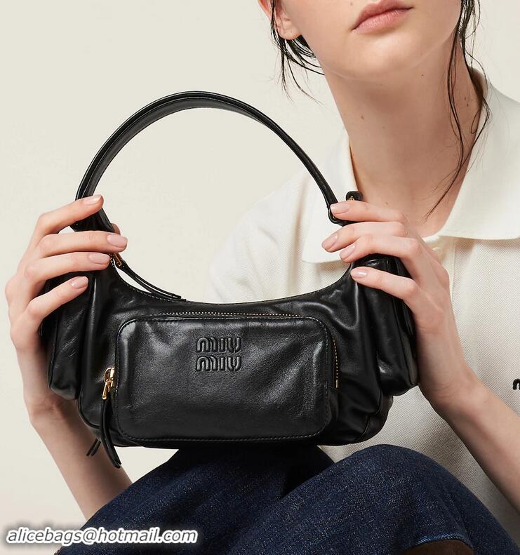 Best Grade Miu Miu Nappa Leather Pocket Bag M7845 Black