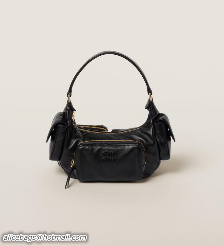 Best Grade Miu Miu Nappa Leather Pocket Bag M7845 Black