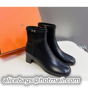 Hot Style Hermes Imperial Heel Ankle Boots 5cm in Black Calfskin with Mini Paris Buckle 907042