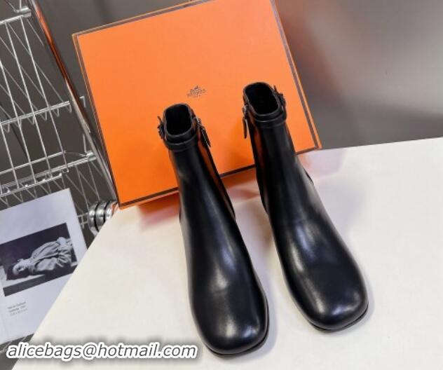 Hot Style Hermes Imperial Heel Ankle Boots 5cm in Black Calfskin with Mini Paris Buckle 907042