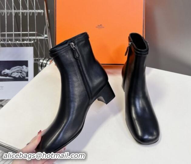 Hot Style Hermes Imperial Heel Ankle Boots 5cm in Black Calfskin with Mini Paris Buckle 907042