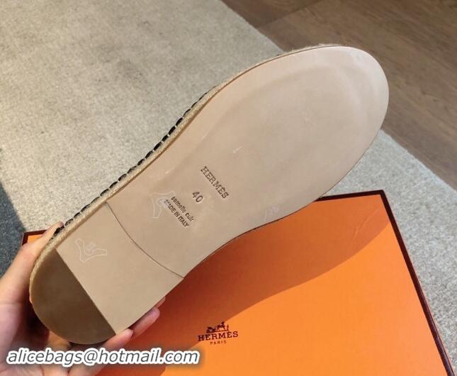 Best Grade Hermes Trip Espadrilles Flat in Calfskin Dark Blue 907051