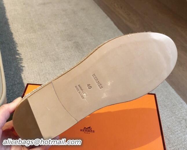 Grade Quality Hermes Trip Espadrilles Flat in Calfskin White 907053