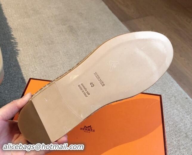 Classic Hot Hermes Trip Espadrilles Flat in Suede Rose Beige 907054