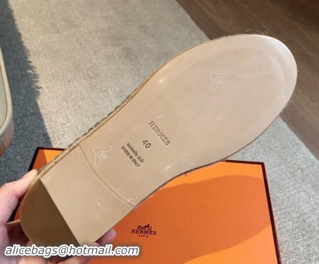 Luxury Hermes Trip Espadrilles Flat in Suede Light Grey 907056