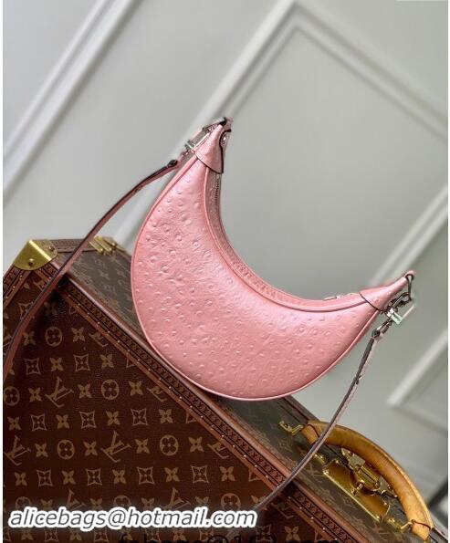 Inexpensive Louis Vuitton Loop Hobo Bag in Ostrich Embossed Leather N85900 Pink 2024