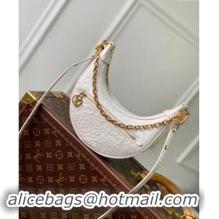 Discount Louis Vuitton Loop Hobo Bag in Ostrich Embossed Leather N85900 White 2024