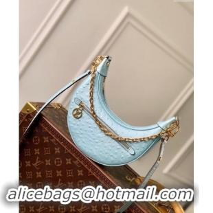 Good Taste Louis Vuitton Loop Hobo Bag in Ostrich Embossed Leather N85900 Blue 2024