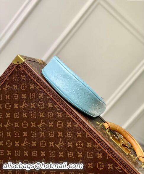 Good Taste Louis Vuitton Loop Hobo Bag in Ostrich Embossed Leather N85900 Blue 2024