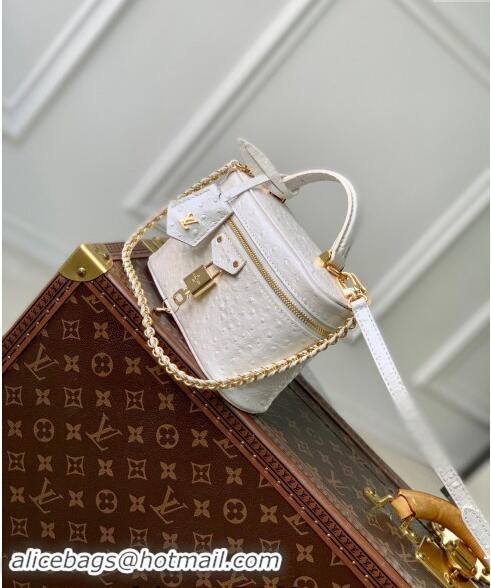 Famous Brand Louis Vuitton Vanity Chain Pouch in Ostrich Embossed Leather N85911 White 2024